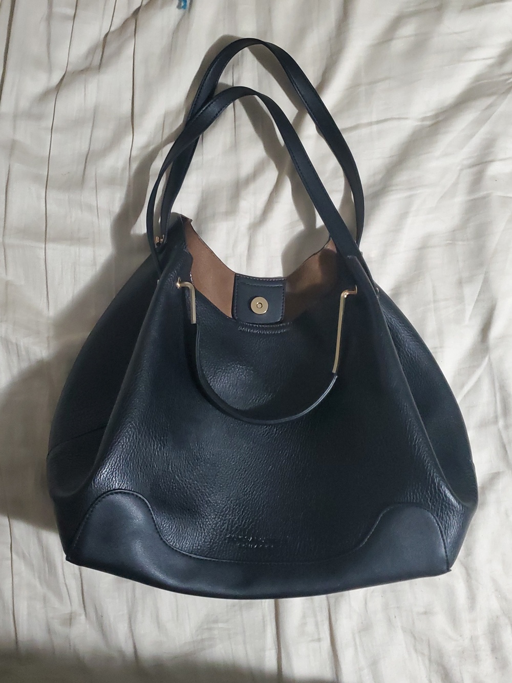 Sondra Roberts squared black Wegan leather Tote